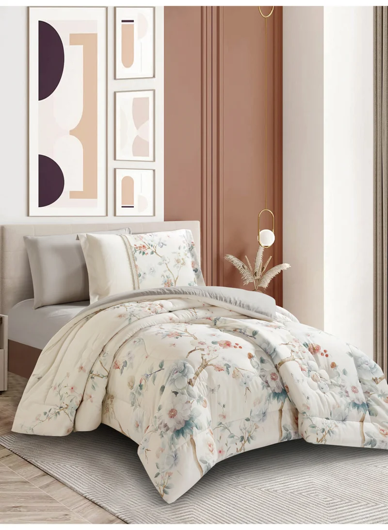 دوناتيلا طقم مفرش سرير 4 قطع مقاس مفرد ونص يناسب سرير 120×200 , تصميم مشجر انيق , مايكروفايبر فائق النعومة , يناسب جميع الفصول