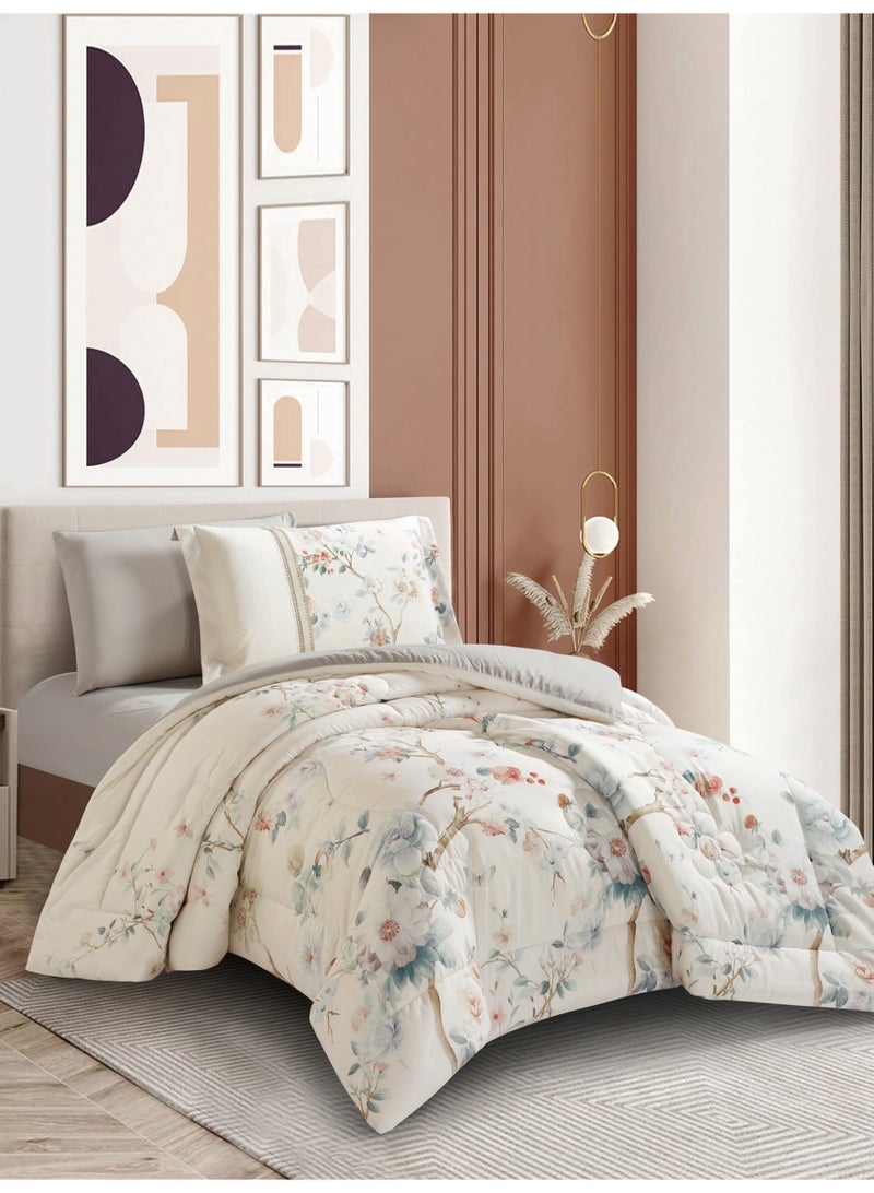 Donetella Bedding Comforter Set, twin Size Fits 120x200 cm - 4-Pcs Digital Print Quilted Bed Set, Microfiber Fabric - 1 Comforter, 1 Fitted Sheet, 1 Pillow Shams, 1 Pillowcases.  - Image 2