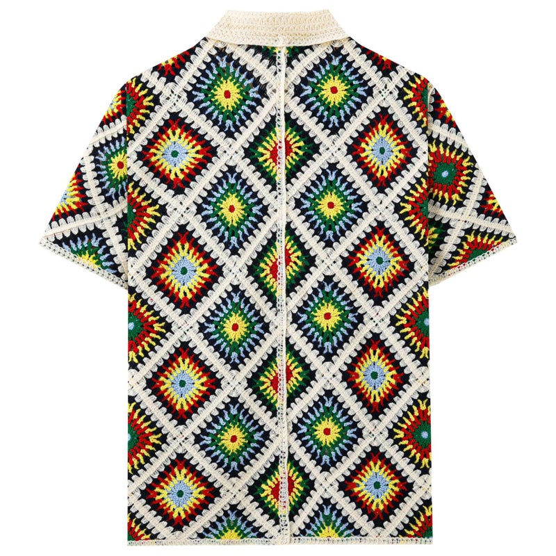 Men's Casual Short Sleeve Polo Shirt with Argyle Pattern - Image 3