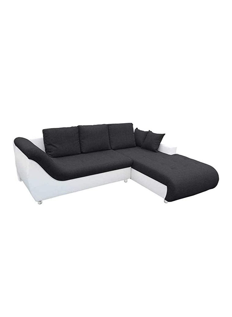 R2R Convertible Four seater Sofa Bed Black and White with Storage Right L