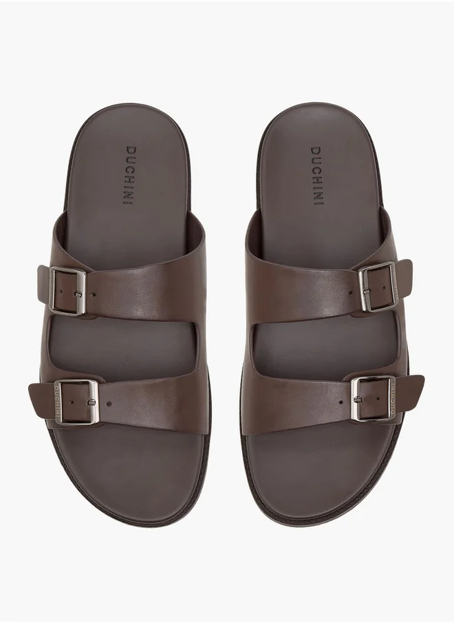 DUCHINI Men's Solid Slip-On Comfort Sandals