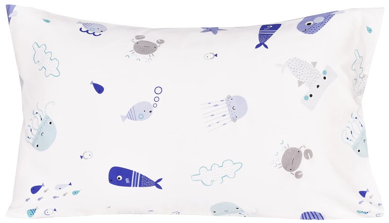 J-pinno Sea Animal Fish Whale Underwater World Cute Cozy Fun Twin Sheet Set for Kids Girls Children100% Cotton Flat Sheet + Fitted Sheet + Pillowcase Bedding (10, Twin) - Image 4