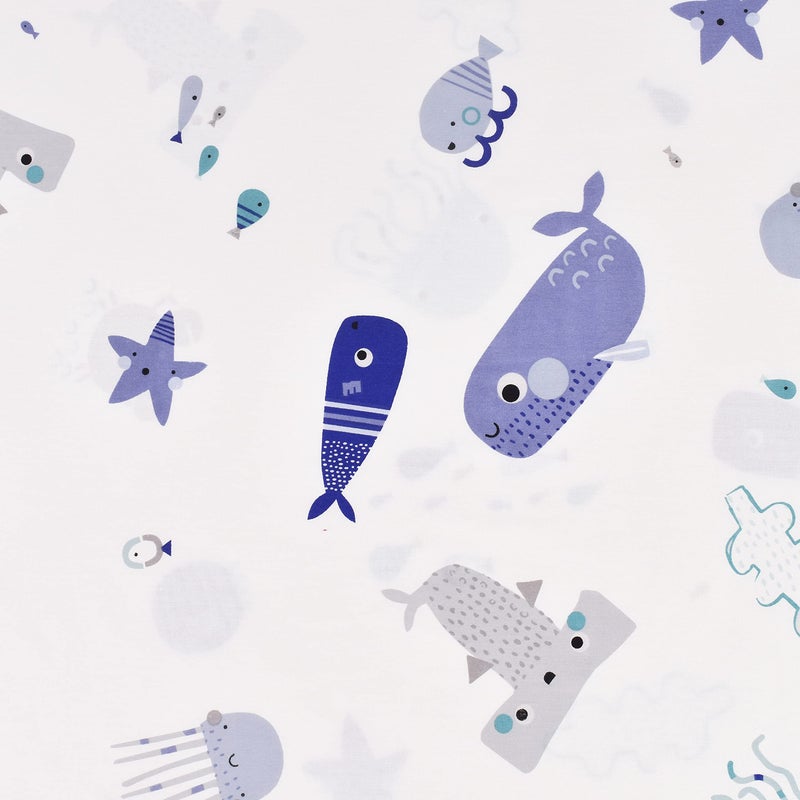 J-pinno Sea Animal Fish Whale Underwater World Cute Cozy Fun Twin Sheet Set for Kids Girls Children100% Cotton Flat Sheet + Fitted Sheet + Pillowcase Bedding (10, Twin) - Image 5