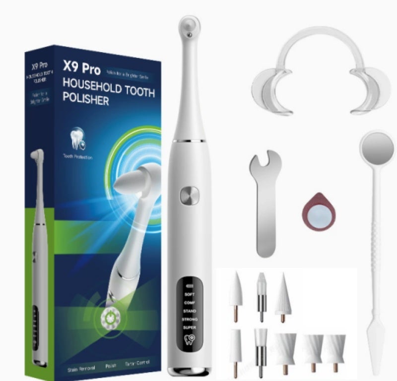 Electric Dental Polisher Kit - 10 Replacement Heads 3 Polishing Pastes White for Home Oral Care