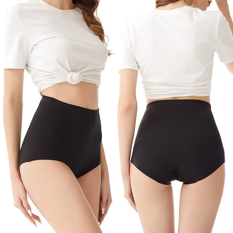 FallSweet No Show High Waist Briefs Underwear for Women Seamless Panties,Pack of 4 (Black4, M) - Image 2