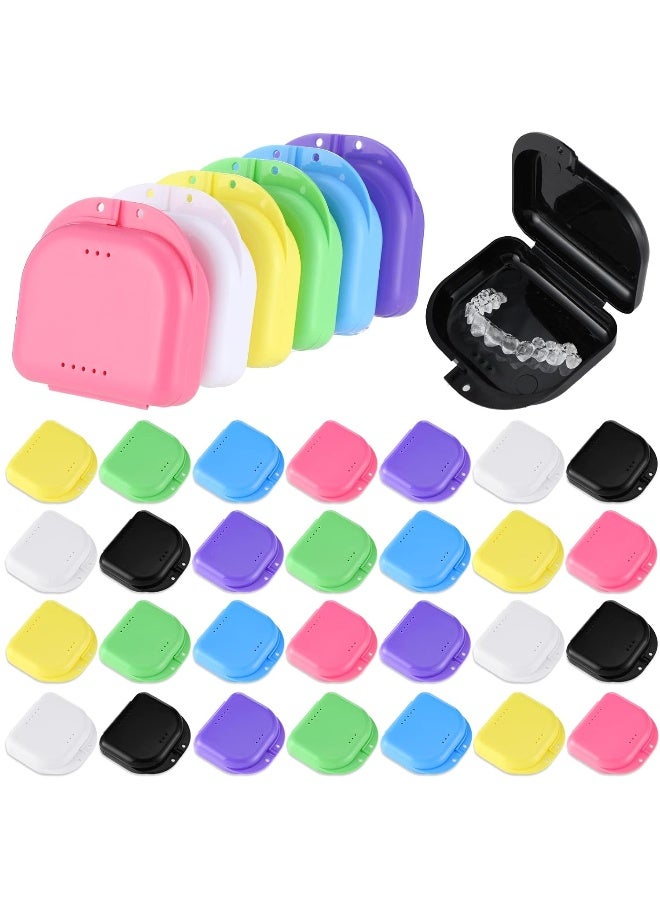 Youyole 32 Pieces Retainer Case With Vent Holes Mouth Guard Container Case Dental Storage Container Multicolor Dental Retainer Box For Office Travel Household (Classic Color) - Image 1