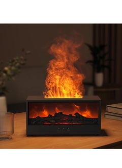 Vparty Mini Fireplace Aromatherapy Diffuser 7 Color Lights Fireside Bonfire Flame Air Humidifier for Home 150ml Timer & Auto-Off Essential Oil Diffuser with Remote for Spa, Yoga, Office (Black)  - Image 1