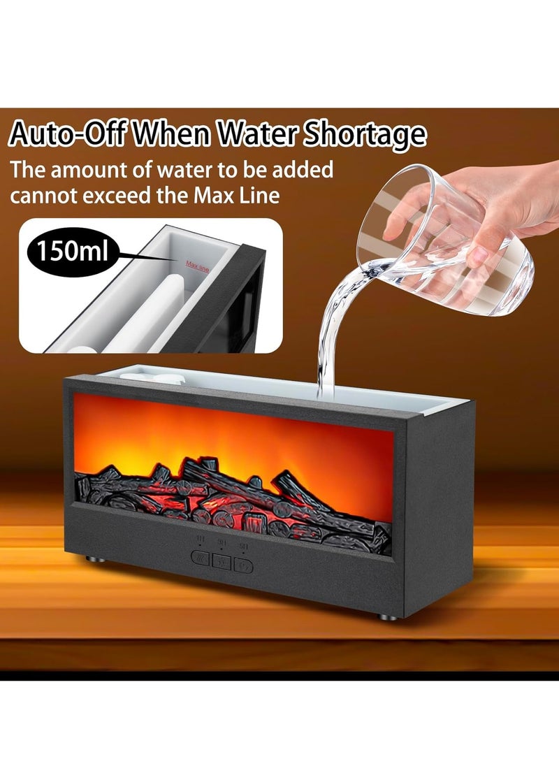 Vparty - Mini Fireplace Aromatherapy Diffuser 7 Color Lights Fireside Bonfire Flame Air Humidifier for Home 150ml Timer & Auto-Off Essential Oil Diffuser with Remote for Spa, Yoga, Office (Black) - Image 1
