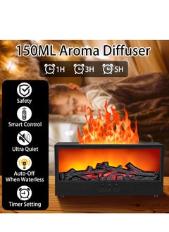 Vparty Mini Fireplace Aromatherapy Diffuser 7 Color Lights Fireside Bonfire Flame Air Humidifier for Home 150ml Timer & Auto-Off Essential Oil Diffuser with Remote for Spa, Yoga, Office (Black)  - Image 4