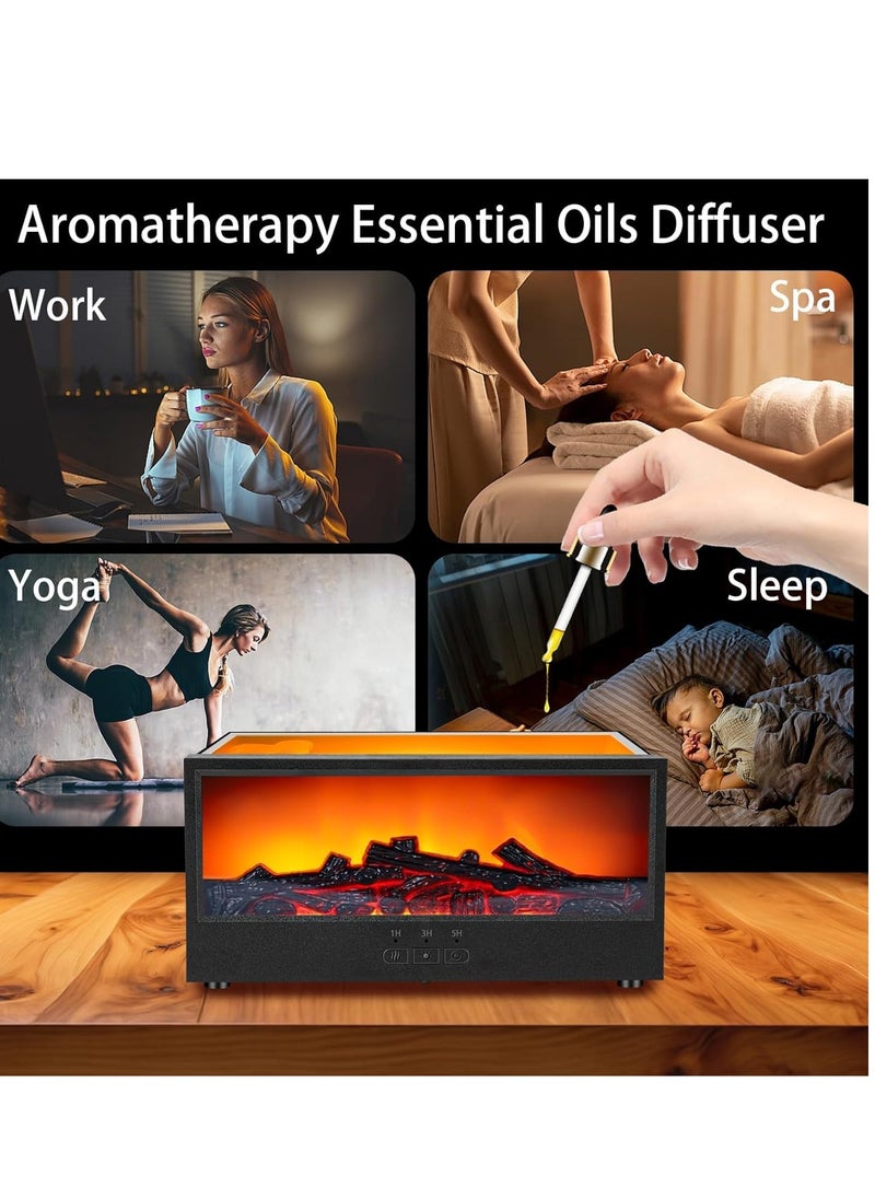 Vparty - Mini Fireplace Aromatherapy Diffuser 7 Color Lights Fireside Bonfire Flame Air Humidifier for Home 150ml Timer & Auto-Off Essential Oil Diffuser with Remote for Spa, Yoga, Office (Black) - Image 1