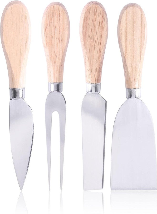 VEDHAK 4 Pieces Set Cheese Knives with Bamboo Wood Handle Steel Stainless Cheese Slicer Cheese Cutter. - Image 1