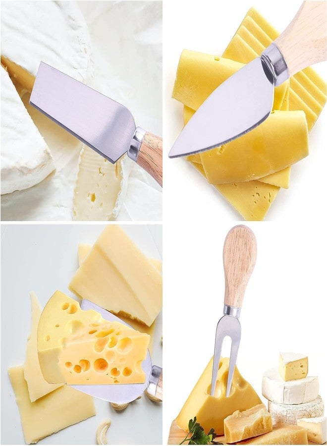 VEDHAK 4 Pieces Set Cheese Knives with Bamboo Wood Handle Steel Stainless Cheese Slicer Cheese Cutter. - Image 3