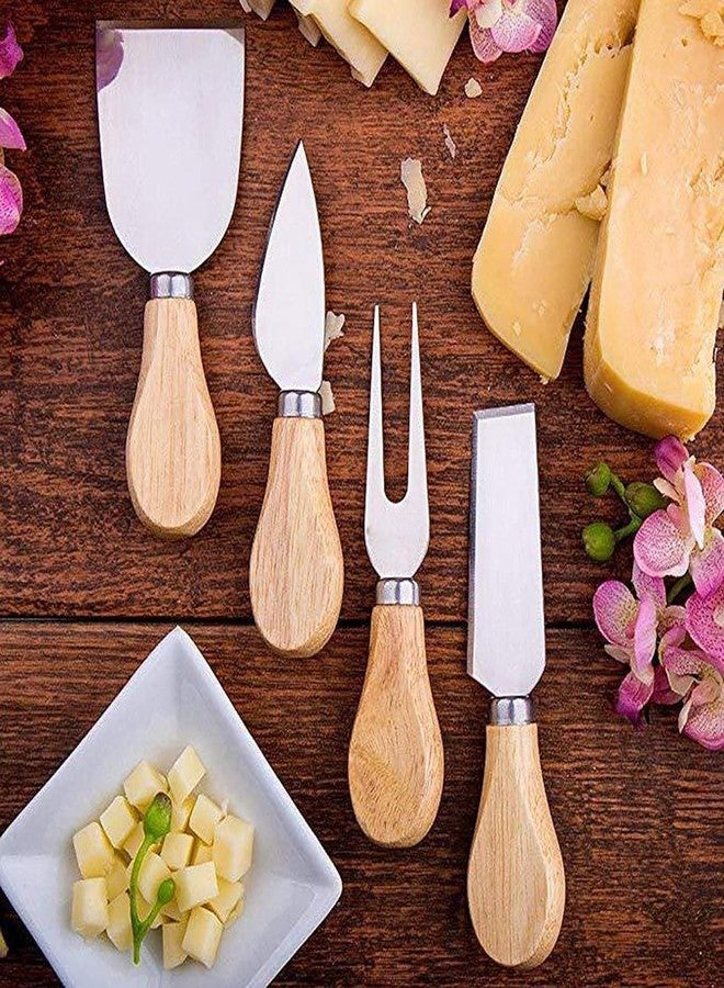 VEDHAK 4 Pieces Set Cheese Knives with Bamboo Wood Handle Steel Stainless Cheese Slicer Cheese Cutter. - Image 2