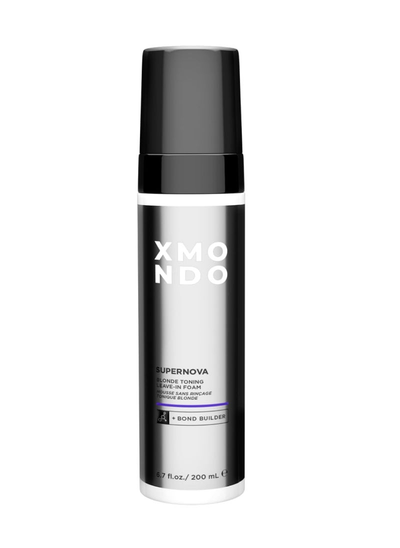 XMONDO XMONDO Hair Supernova Blonde Toning Leave-In Foam | Vegan Formula with Jojoba Oil & Bond Builder, Reduces Unwanted Brassy & Yellow Tones on Blonde, Highlighted, and Gray Hair | 6.7 Fl Oz, 1-Pack  - Image 1