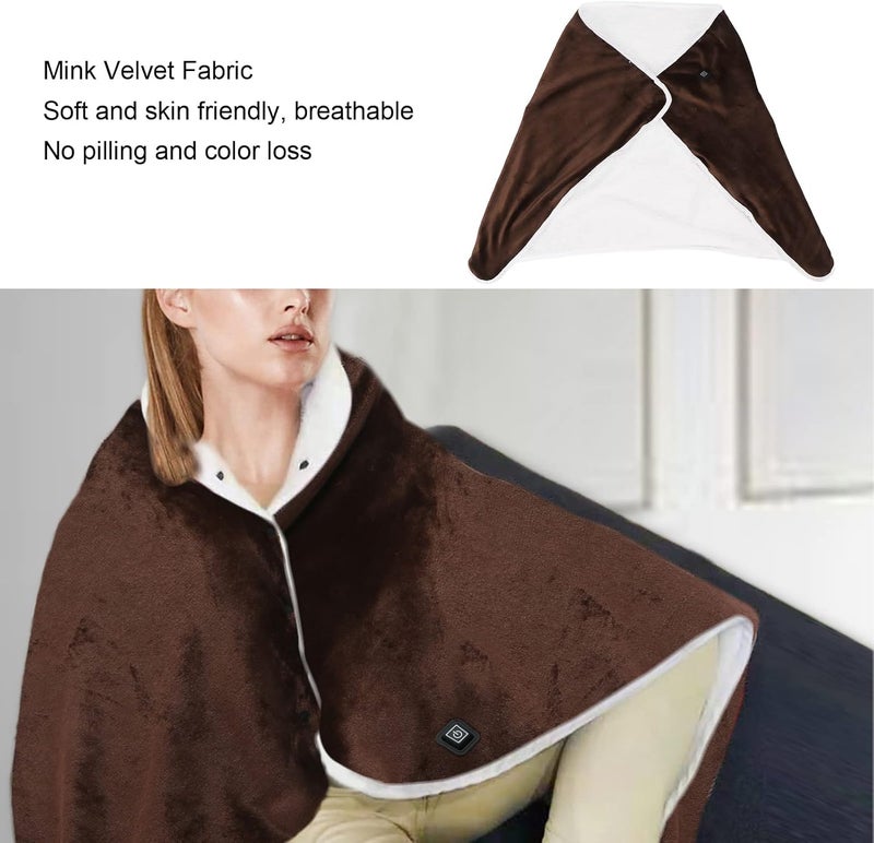 Electric Blanket Heated Throw, 3 Levels Temperature Soft Heated Blanket Shawl - Image 4
