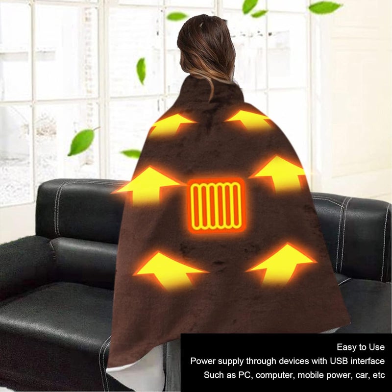 Electric Blanket Heated Throw, 3 Levels Temperature Soft Heated Blanket Shawl - Image 2