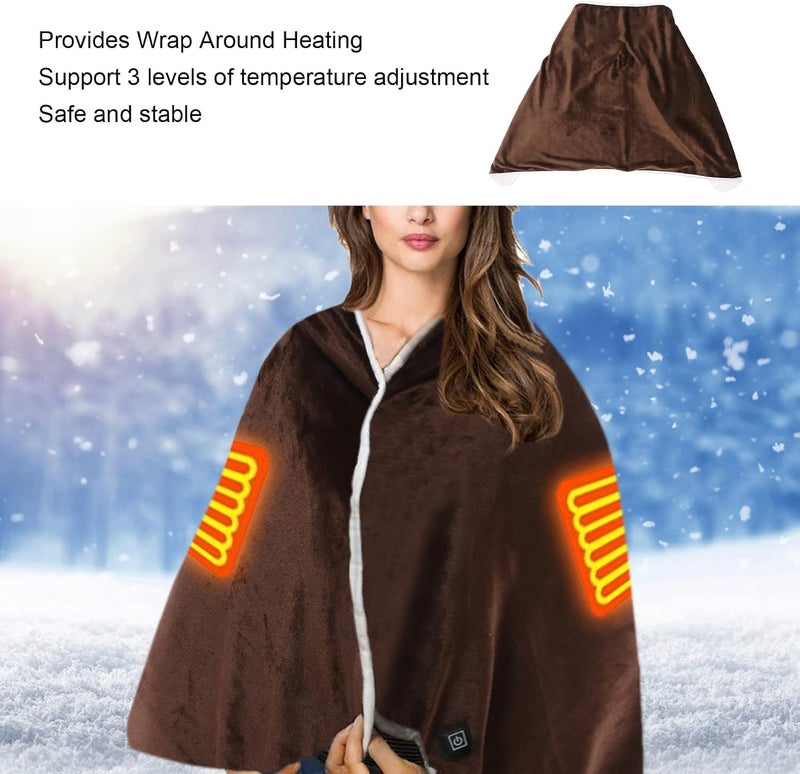 Electric Blanket Heated Throw, 3 Levels Temperature Soft Heated Blanket Shawl - Image 3