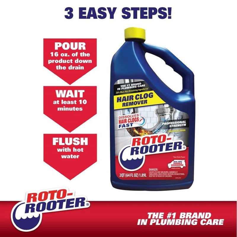 ROTO-ROOTER 351405 Hair Clog Remover Drain Cleaner, 64 oz - Image 5