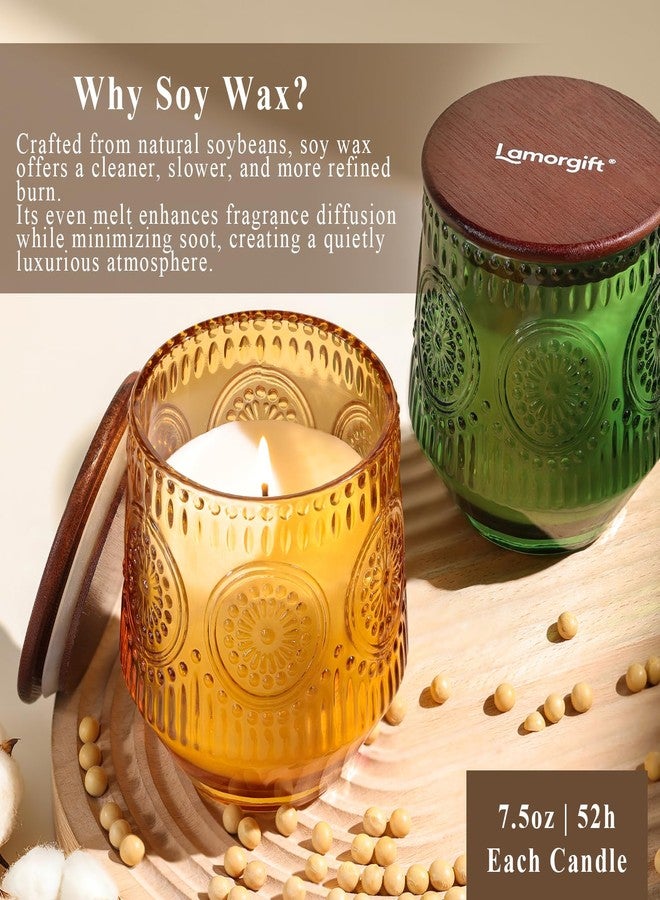 LAMORGIFT 2 Pcs Soy Wax Scented Jar Candles Set, Vanilla Cinnamon & Cedar Balsam- Scented Candles for Home, 7.5oz Each, Up to 52 Hours Burn Time, Decorative Aromatherapy Candle for Relaxation & Luxury Gifting - Image 4