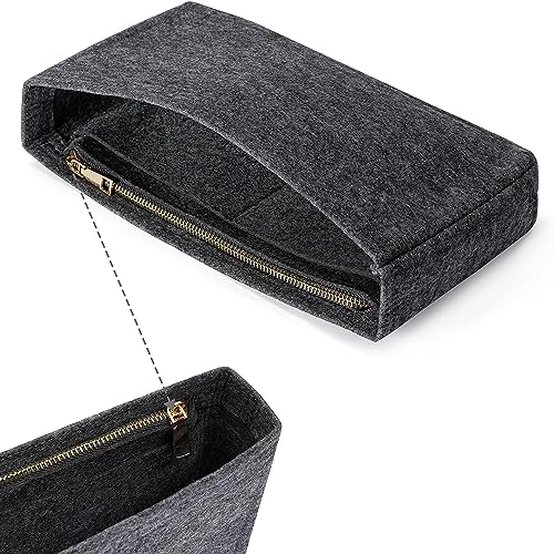 GREENSHEEP Small Purse Organizer with Zipper, Felt Insert Bag Organizer Handbag Tote Liner Pouch for Women (Large, Dark Grey) - Image 3