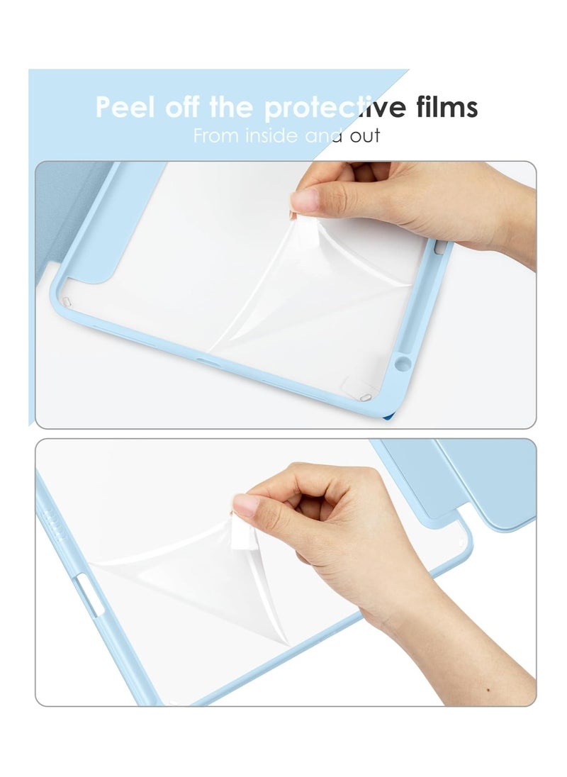 ماركة غير محددة حافظة لجهاز iPad الجيل العاشر 2022 مقاس 10.9 بوصة مع حامل قلم، غطاء حافظة ذكي مقاوم للصدمات مع غطاء خلفي شفاف حافظة واقية متوافقة مع iPad الجيل العاشر (أزرق فاتح)  - Image 2