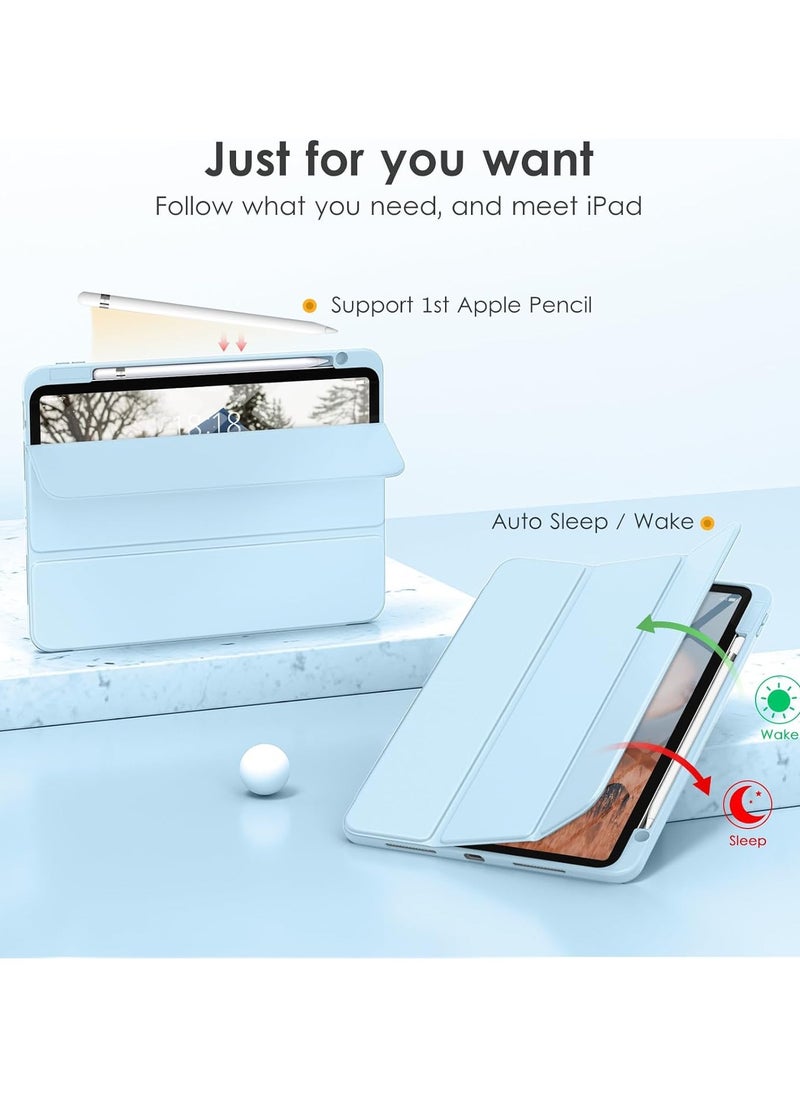 ماركة غير محددة حافظة لجهاز iPad الجيل العاشر 2022 مقاس 10.9 بوصة مع حامل قلم، غطاء حافظة ذكي مقاوم للصدمات مع غطاء خلفي شفاف حافظة واقية متوافقة مع iPad الجيل العاشر (أزرق فاتح)  - Image 3