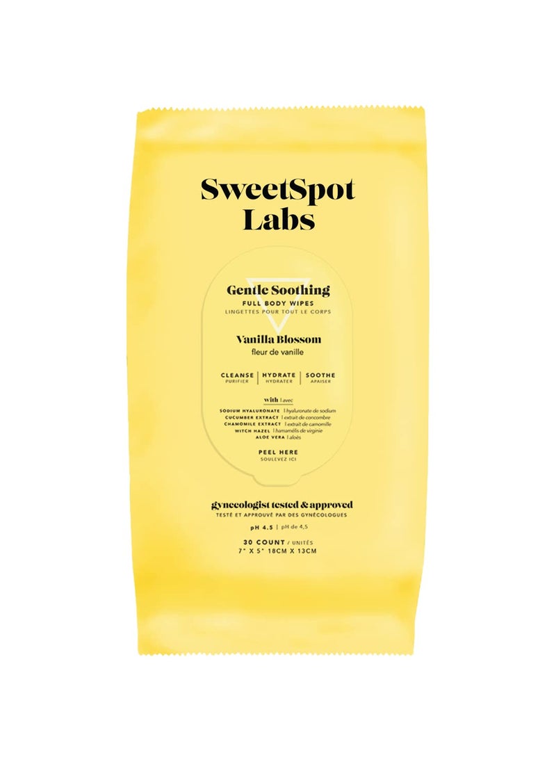 sweetspot labs SweetSpot Labs Body + Feminine Wipes | Hydrating, Soothing, Gentle | pH balanced to Vulva (External Vagina) | Vanilla Blossom, 30 Ct 