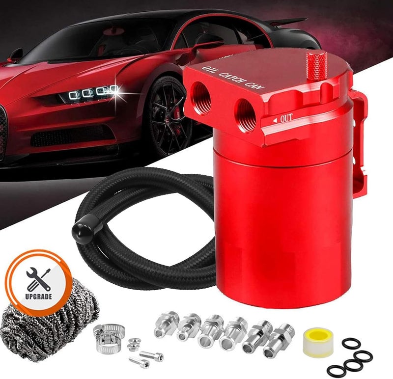RULLINE Universal 400ml Oil Catch Can Tank - Red - Image 1
