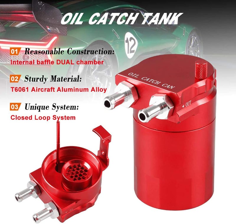 RULLINE Universal 400ml Oil Catch Can Tank - Red - Image 2