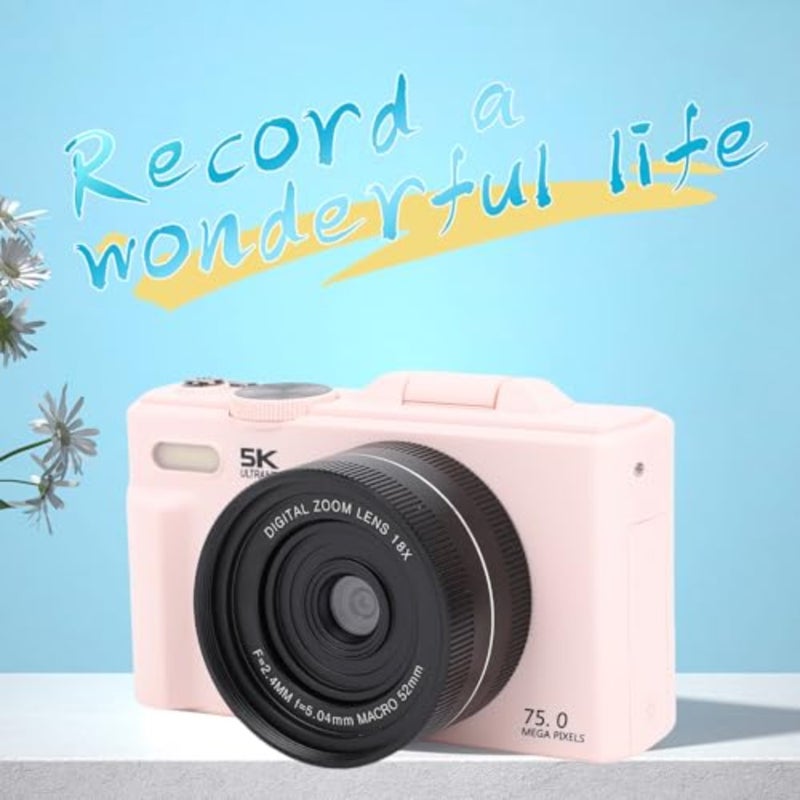 YouTube beginners' travel camera: 75MP UHD, 18x zoom, autofocus, WiFi, 3in 180 flip screen, compact black digital camera - Image 5