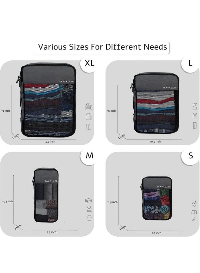 TRAVALATE Polyester 4 Set Packing Cubes 4 Various Sizes Travel Luggage Packing Clothes And Undergarment Organizer Bags Set For Men And Women, Grey - Image 3
