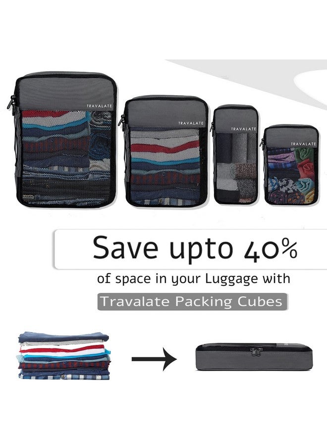 TRAVALATE Polyester 4 Set Packing Cubes 4 Various Sizes Travel Luggage Packing Clothes And Undergarment Organizer Bags Set For Men And Women, Grey - Image 2