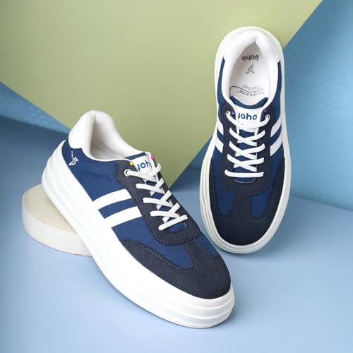 YOHO Fluffs 002 Sneaker for women | Stylish Canvas Design | Lightweight EVA Sole | Breathable Comfort | Eco-Conscious Build | Mystery Blue - UK 7 - Image 2