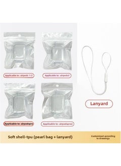 For Apple Headset Airpods4 Wireless Bluetooth Protective Cover TPU Transparent Material-Color:Tpu Soft Shell + Pearlescent Bag Lanyard-Applicable Models:Airpods4 Model: With Hanging Ears