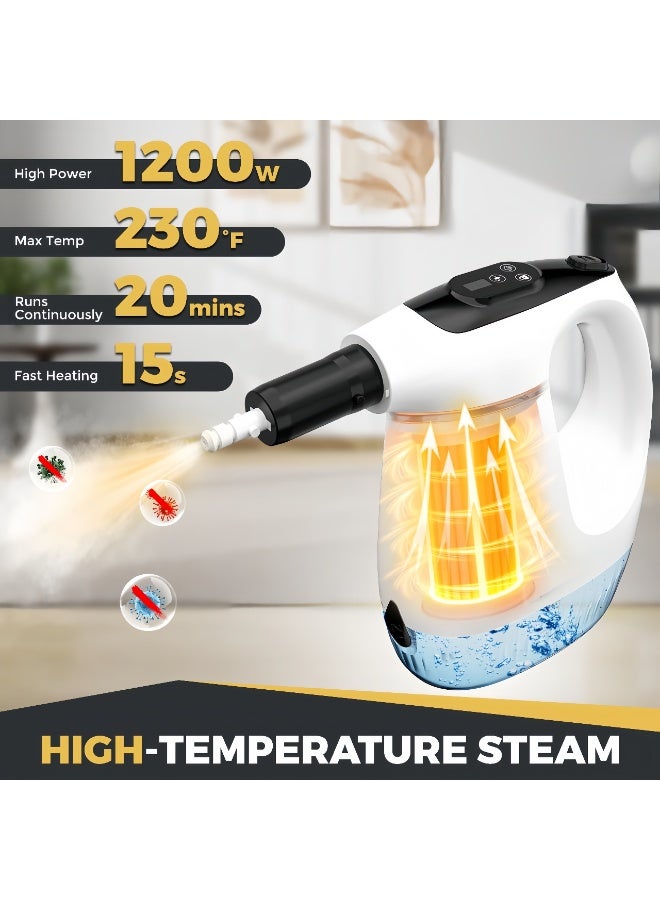 COOLHAWK Handheld Steam Cleaner, 15S Rapid Heating, 3 Adjustable Modes, 14 Cleaning Kits, Steam Cleaner for Home, Kitchen, Bathroom, Car(White) - Image 2
