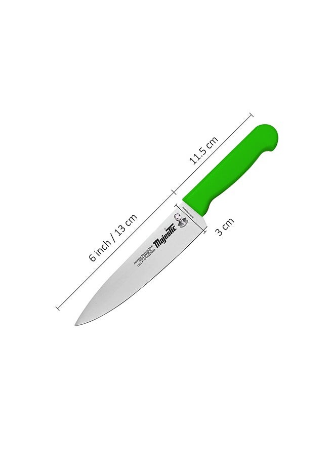 Majestic Majestic 6-Inch Chef Knife –Green, Japanese High Carbon Stainless Steel, Razor-Sharp Edge, Ergonomic Non-Slip Handle, Safe Bolster & Heel – Ideal for Precision Cutting, Chopping, Slicing & Dicing – Dishwasher Safe  - Image 4