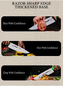 Majestic Majestic 6-Inch Chef Knife –Green, Japanese High Carbon Stainless Steel, Razor-Sharp Edge, Ergonomic Non-Slip Handle, Safe Bolster & Heel – Ideal for Precision Cutting, Chopping, Slicing & Dicing – Dishwasher Safe  - Image 5