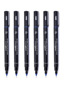 Uni Pin 6-Piece Fineline Pen 0.2mm Tip Blue Ink  - Image 1