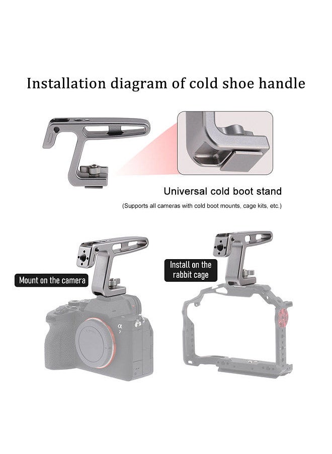 Generic - Mini Top Handel Camera Top Handgrip with Cold Shoe Mount ARRI Positiong Hole Compatible with Camera Cage Sports Camera for Vlogging Live Streaming - Image 1