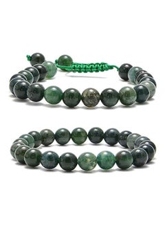 NCB Natural Semi-Precious Gemstone Beaded Pairing Bracelets Set 2-Styles Bead and Adjustable Bracelets Set for Friendship or Couples Combo, Stone, not known