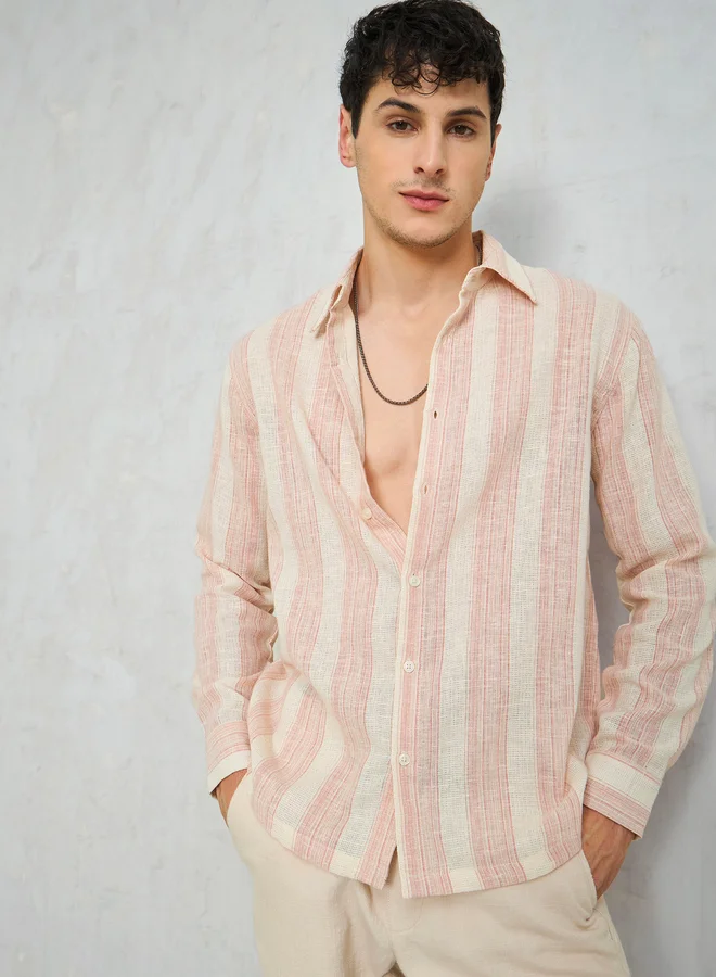 SASSAFRAS Sassafras Men Striped Long Sleeve Relaxed Fit Shirt