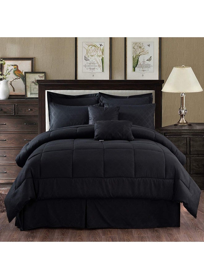 MERRY HOME King Size Comforter Set with Sheets for 14" Deep Pocket, Luxury 10 Piece Bed in a Bag Comforter Sets with Decorative Pillow, Bedskirt, Shams Included, Black  - Image 1
