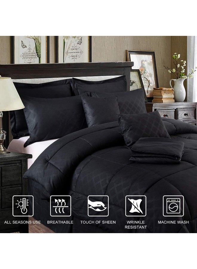 MERRY HOME King Size Comforter Set with Sheets for 14" Deep Pocket, Luxury 10 Piece Bed in a Bag Comforter Sets with Decorative Pillow, Bedskirt, Shams Included, Black  - Image 2