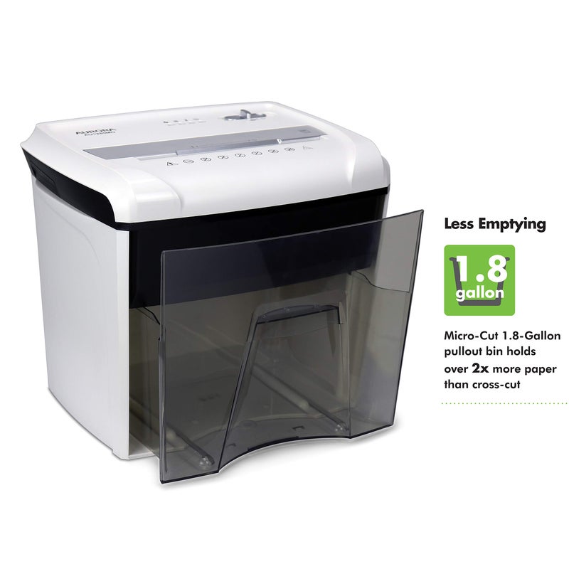 Aurora AU1285MD Compact Desktop-Style High Security 12-Sheet Micro-Cut Paper and CD/Credit Card/Junk Mail Pullout Basket Shredder, White/Black - Image 4