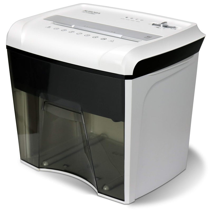 Aurora AU1285MD Compact Desktop-Style High Security 12-Sheet Micro-Cut Paper and CD/Credit Card/Junk Mail Pullout Basket Shredder, White/Black - Image 1