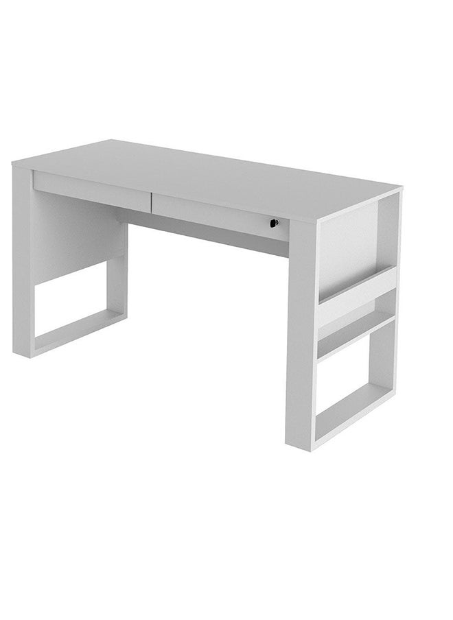 DANUBE HOME Ageon Study Desk Computer Table Office Desk Workstation Modern Pc Laptop Gaming Table Wooden Study Table For Home Office L 127x60x74.5 Cm White  - Image 3