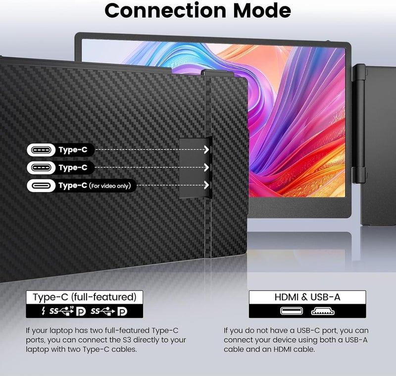 KEFEYA Laptop Screen Extender - 14.1" Triple Portable Monitor with Sturdy Metal Laptop Stand IPS HD 1080P Plug and Play for Windows/Chrome/Mac/Switch/PS5 - Image 3