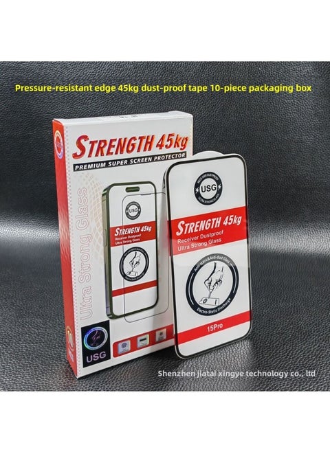 Suitable For Apple 15PROMAX 3D Double Radian Three-dimensional Tempered Film 14 Electroplating AF Transparent Anti-fingerprint With Packaging-Color:Pack Of 10 Pieces, Pressure-resistant Edge 45kg, Dust-proof-Size:Apple 15plus/ 16plus