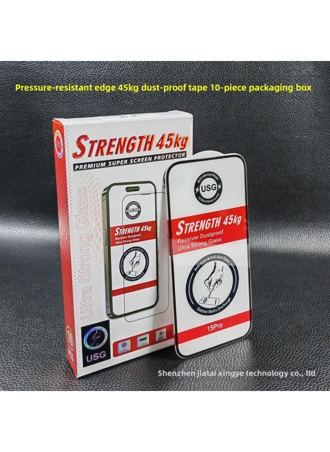 Generic - Suitable For Apple 15PROMAX 3D Double Radian Three-dimensional Tempered Film 14 Electroplating AF Transparent Anti-fingerprint With Packaging-Color:Pack Of 10 Pieces, Pressure-resistant Edge 45kg, Dust-proof-Size:Apple 15plus/ 16plus - Image 1