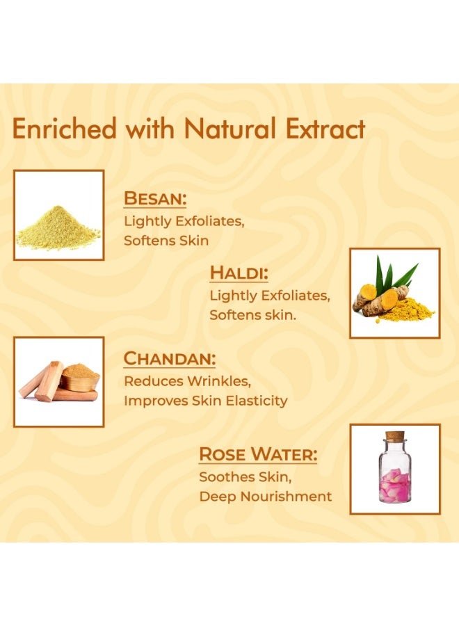 NutriGlow NATURAL'S Ubtan Facial Kit For Glowing Skin, Tan Removal With Haldi & Chandan, 60gm - Image 2